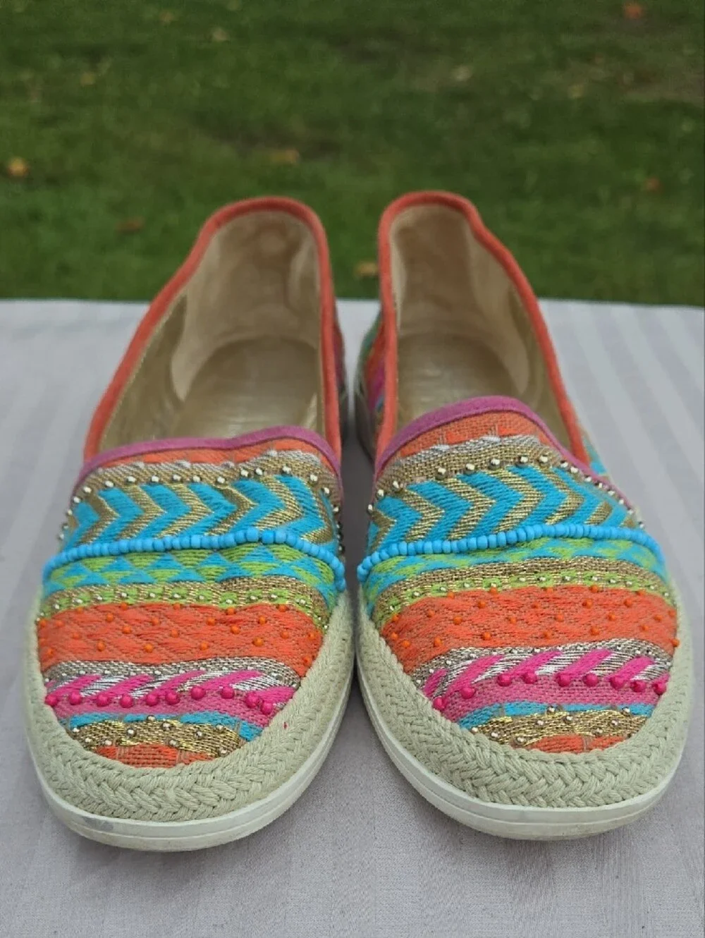 Donald J Pliner Pizasp Beaded Espadrille Flats Size 6.5M